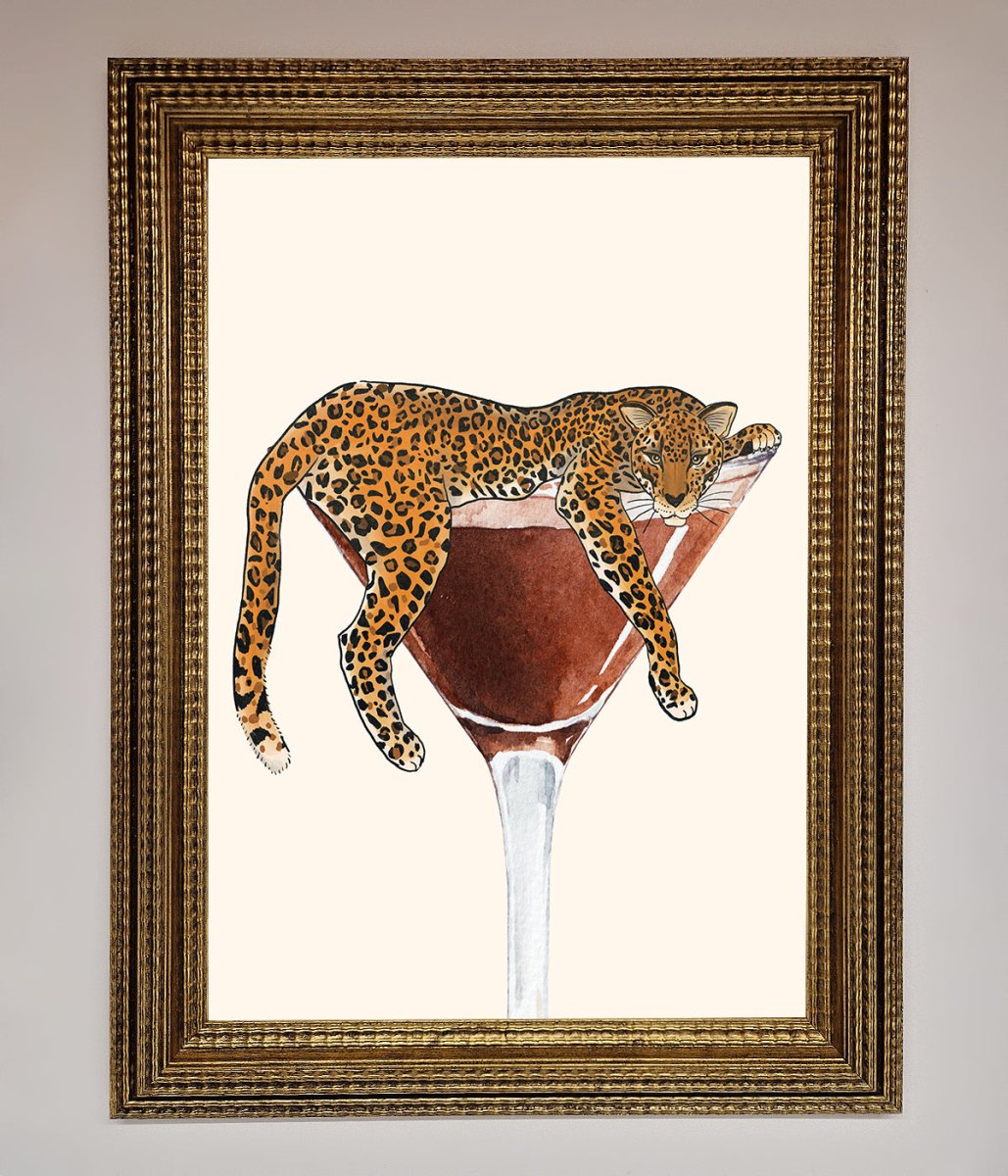 Lazy Leopard Martini Framed Poster-15