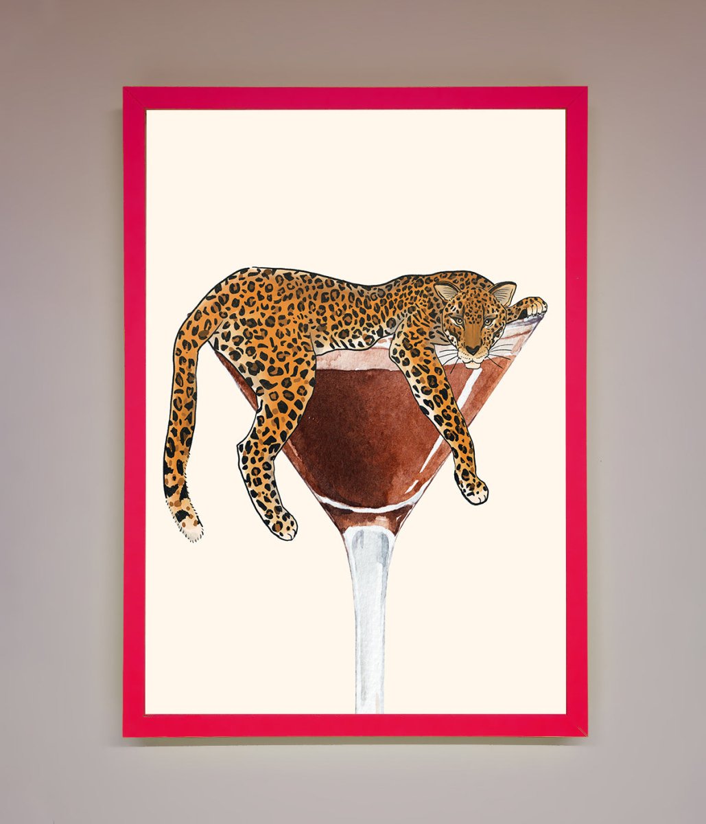 Lazy Leopard Martini Framed Poster-13