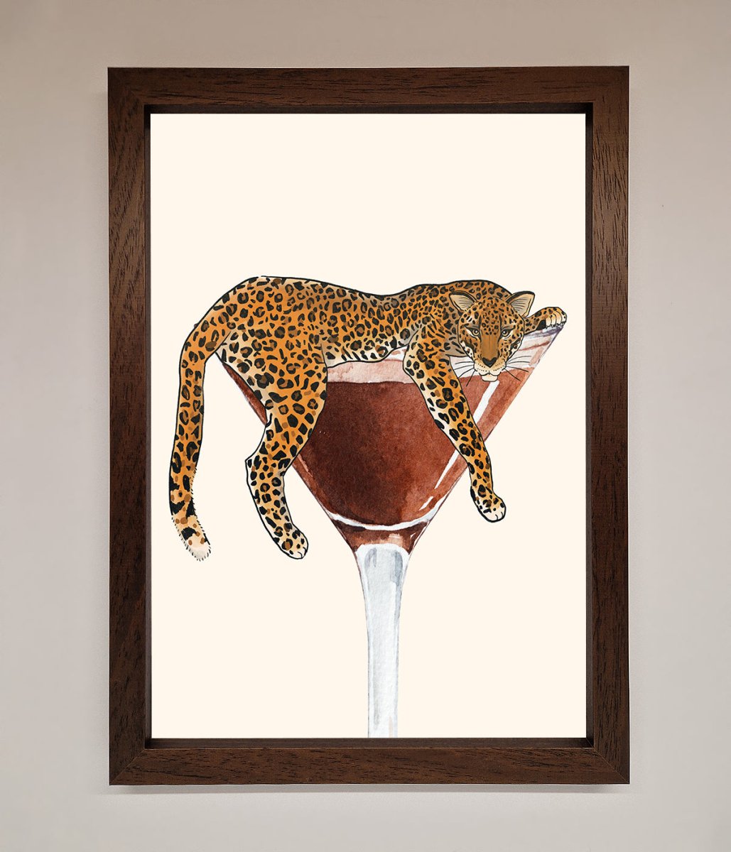 Lazy Leopard Martini Framed Poster-0