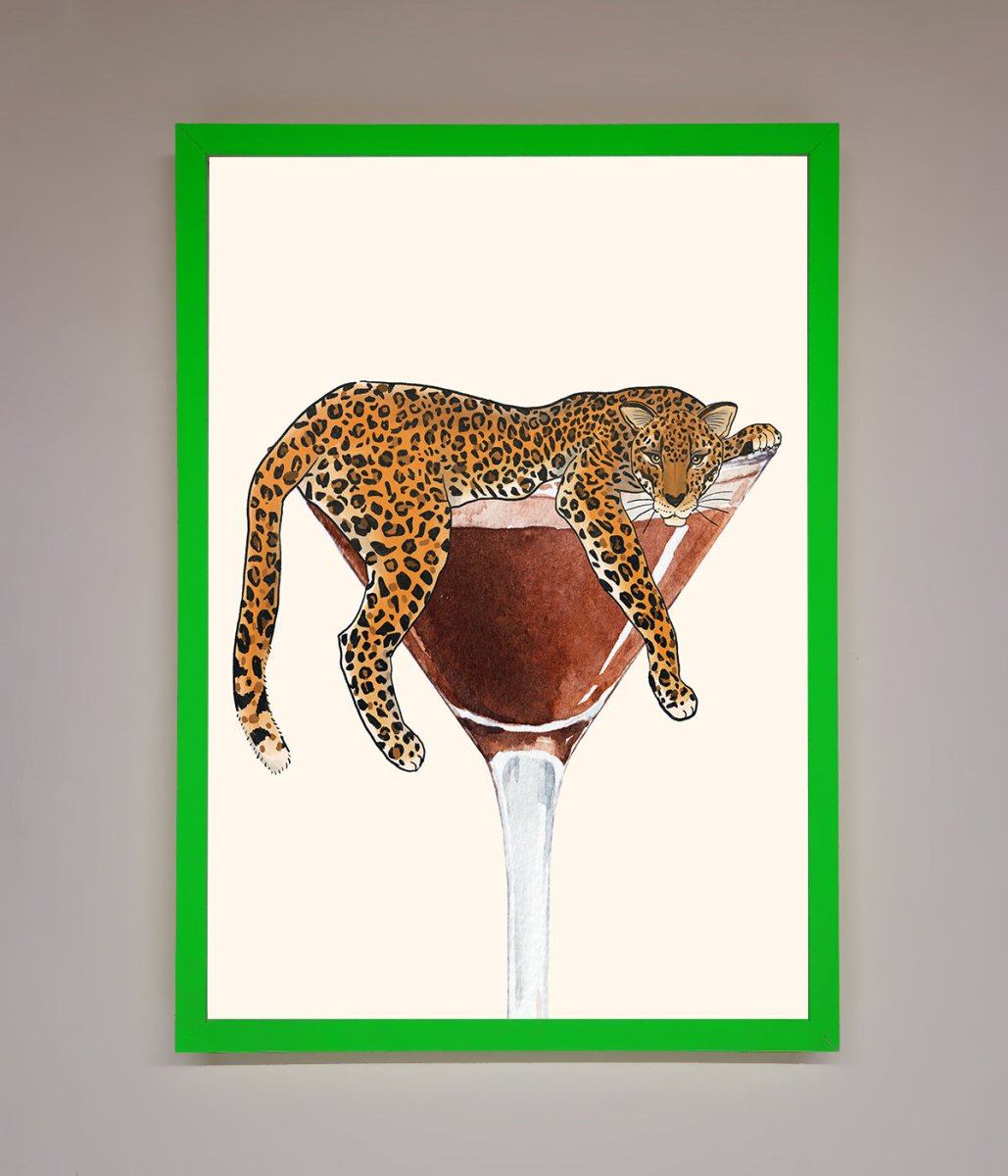Lazy Leopard Martini Framed Poster-11