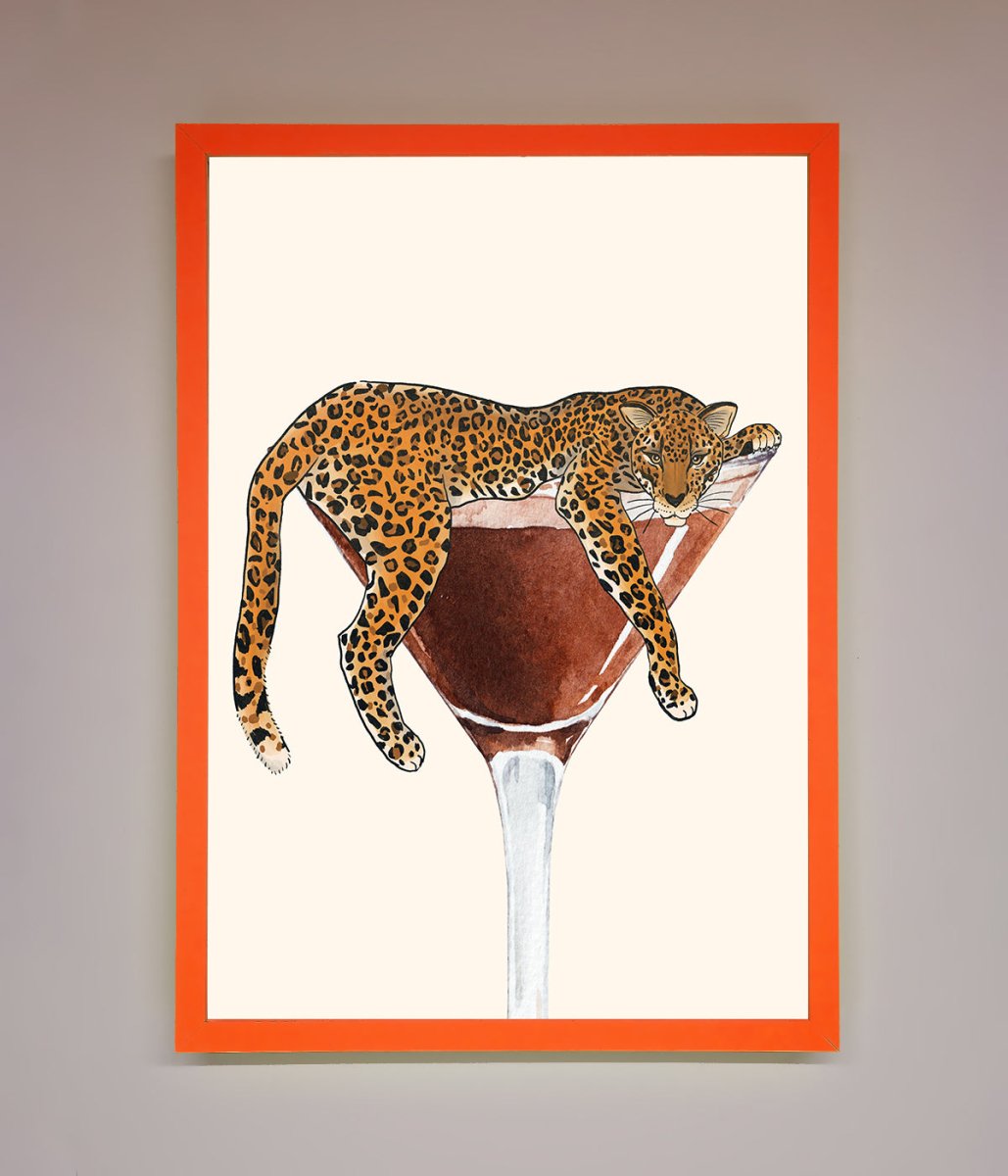 Lazy Leopard Martini Framed Poster-10