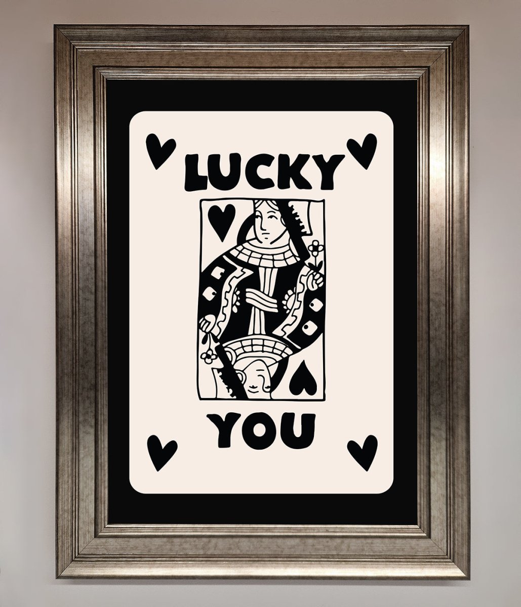 Lucky You Beige Black Framed Print-9