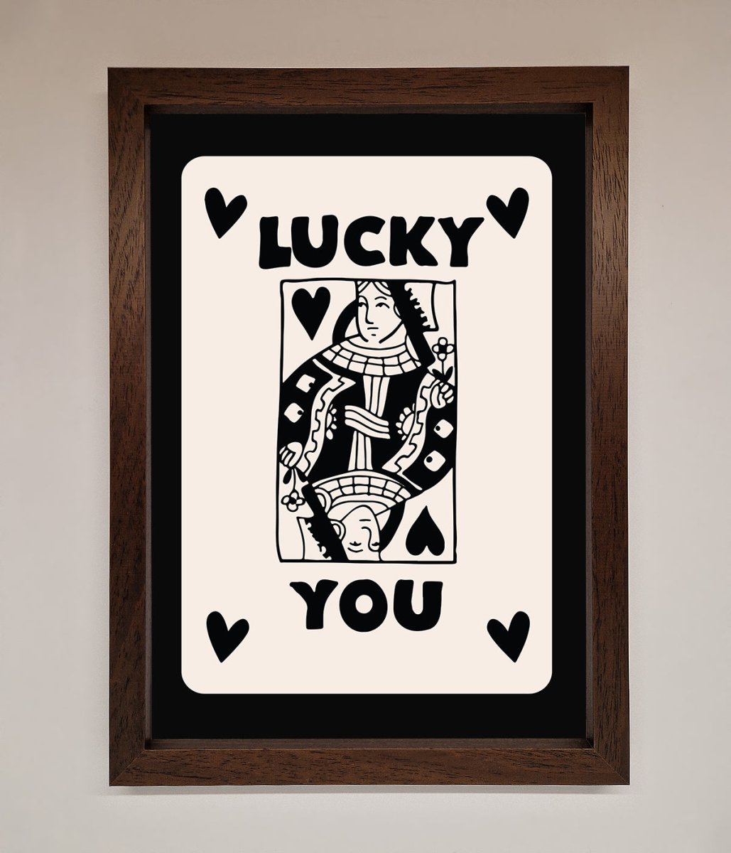 Lucky You Beige Black Framed Print-4