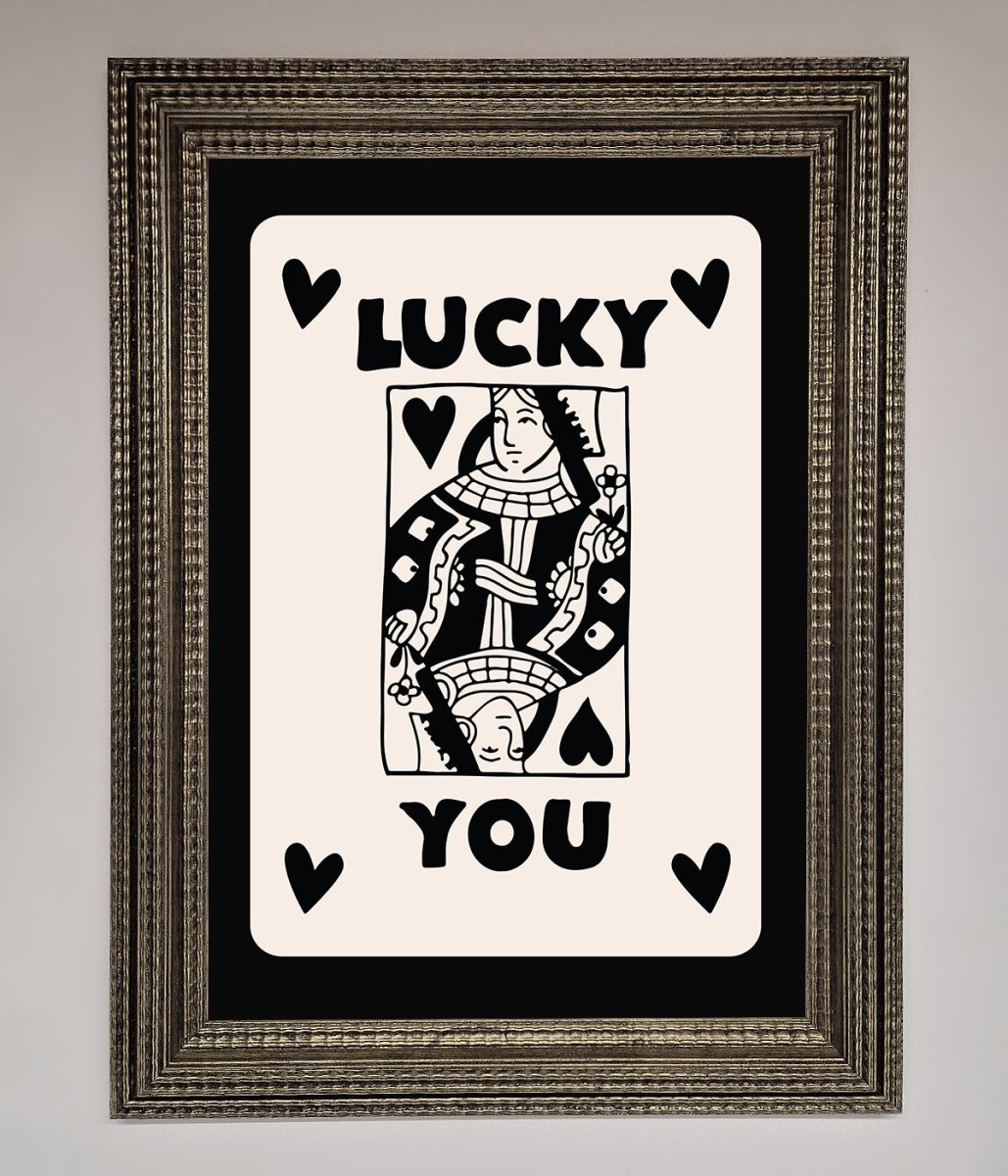 Lucky You Beige Black Framed Print-5