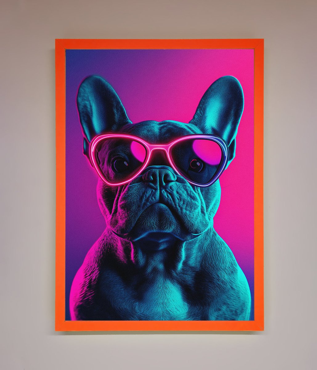 Neon French Bulldog Framed Wall Art-10