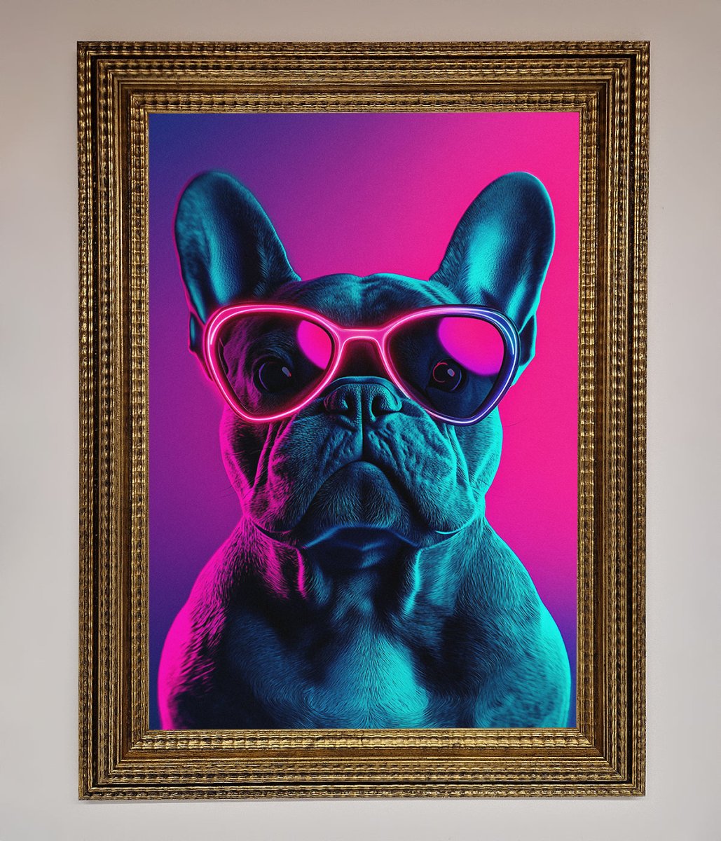 Neon French Bulldog Framed Wall Art-15