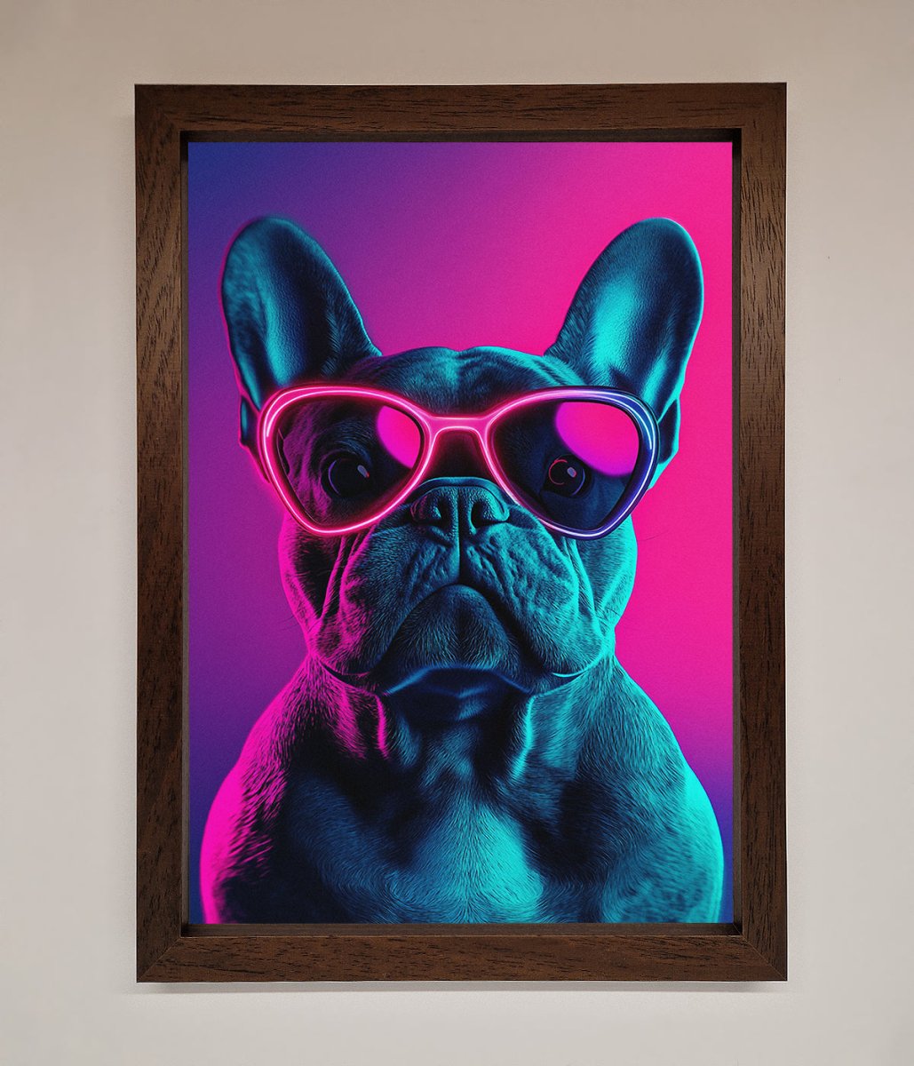 Neon French Bulldog Framed Wall Art-4