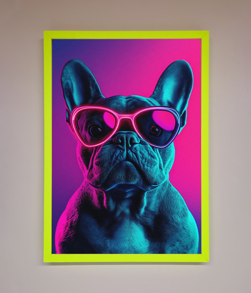 Neon French Bulldog Framed Wall Art-12