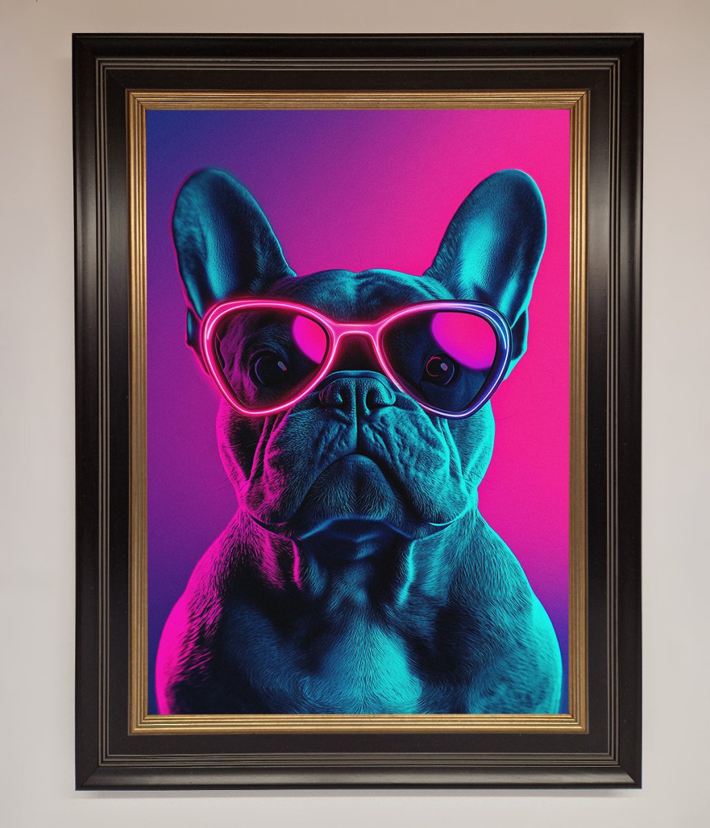 Neon French Bulldog Framed Wall Art-9