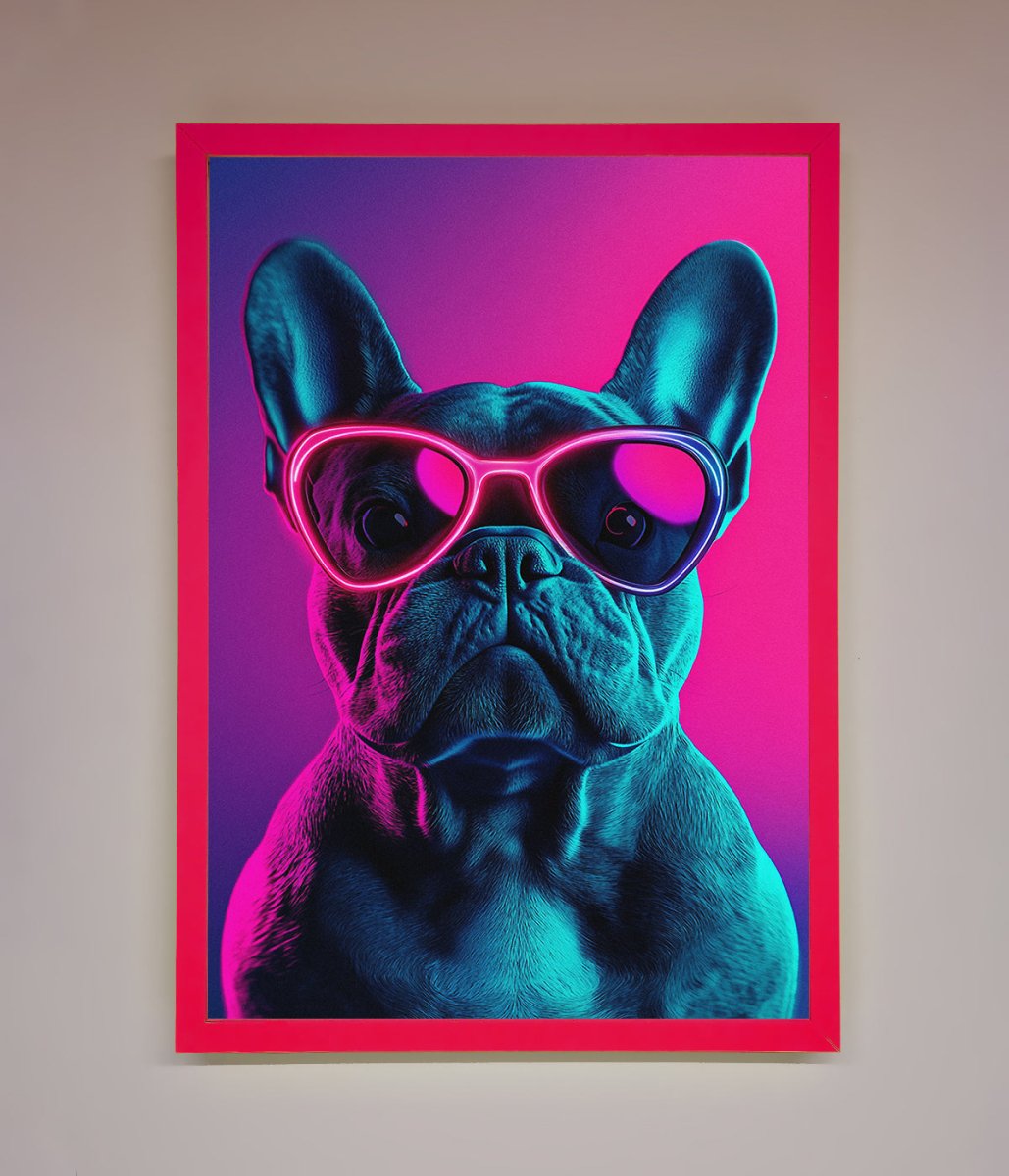 Neon French Bulldog Framed Wall Art-13