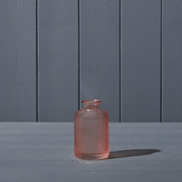 Rose Dimpled Glass Bottle D6.3 x H10cm