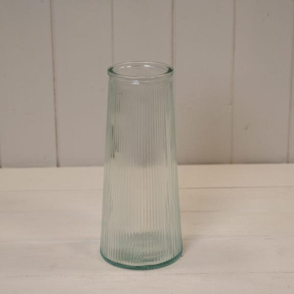Clear Tall Ribbed Vase H22.5cm D10cm  Weight-595g