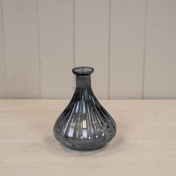 Cool Grey Ribbed Bud Vase