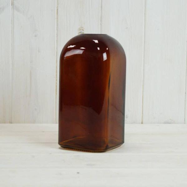 Burnt Amber Square Bottle Vase H17.8cm x 9x9cm W0.575Kg