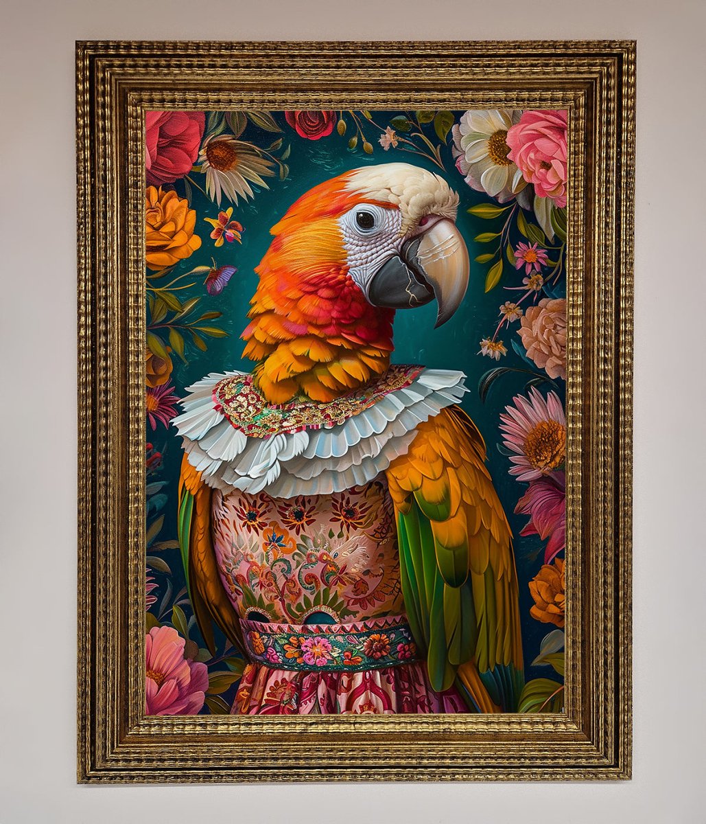 Parrot Renaissance Stare Framed Wall Art-16
