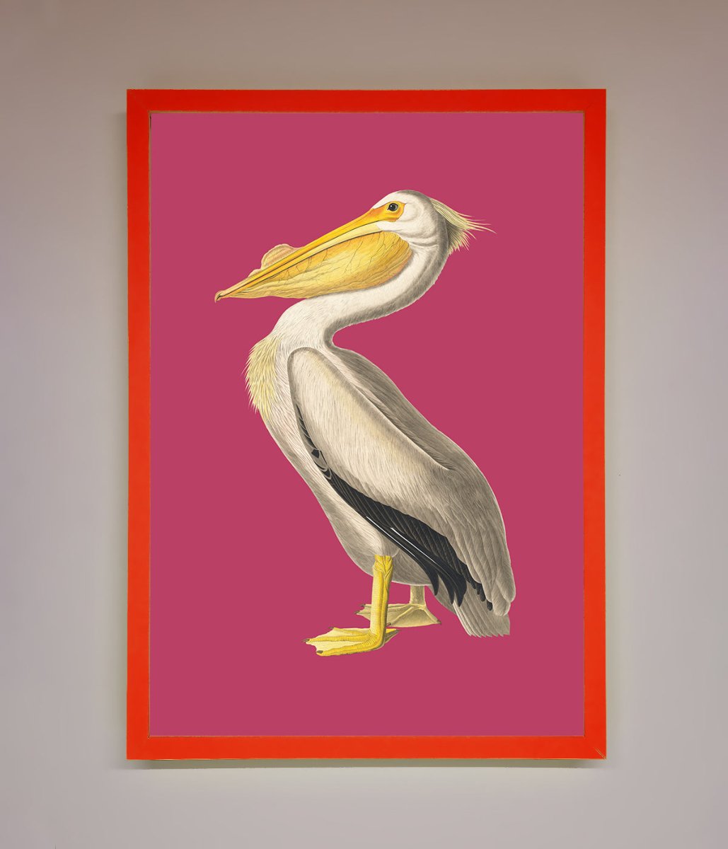 Pelican On Pink Framed Poster-14