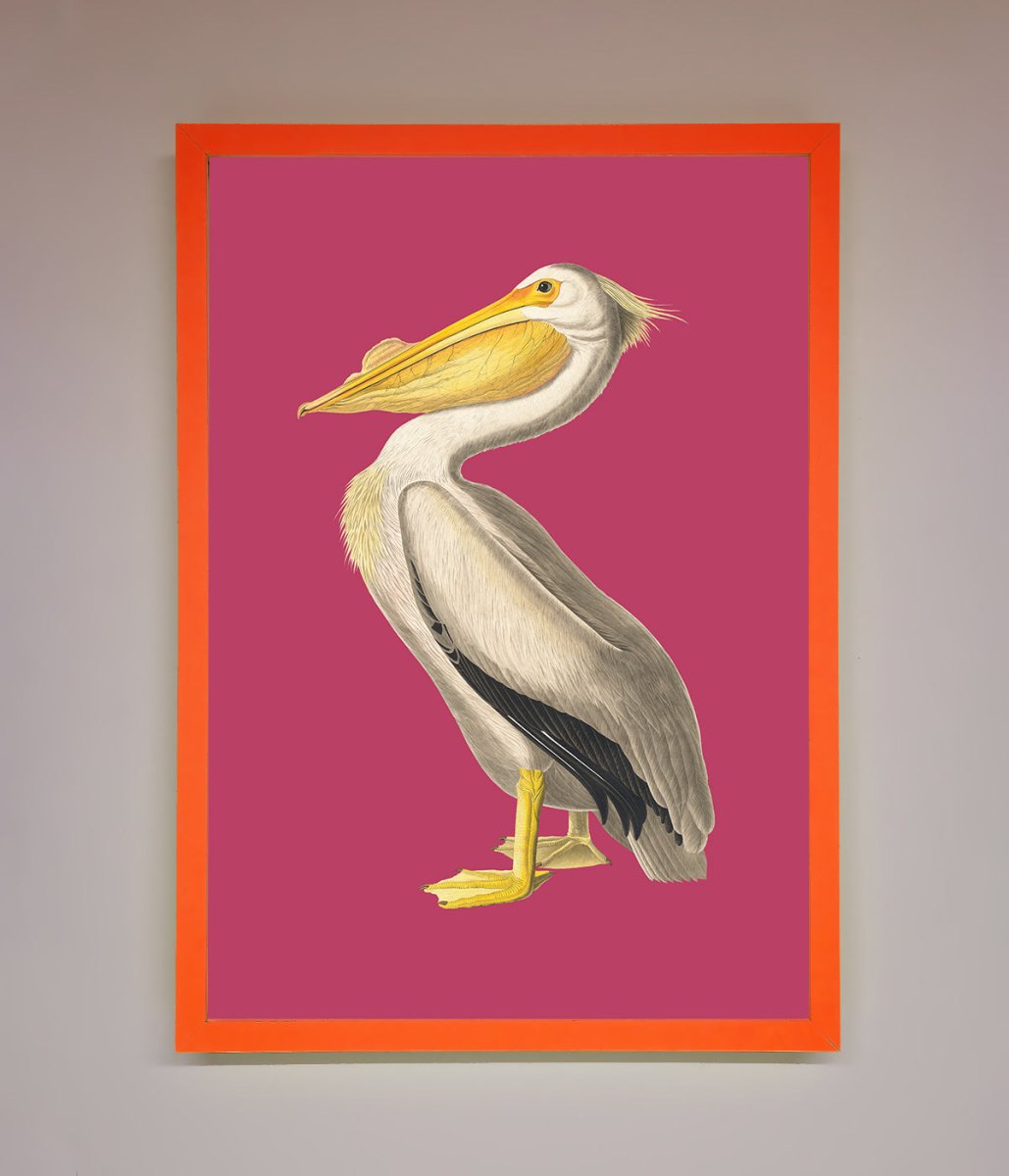 Pelican On Pink Framed Poster-10