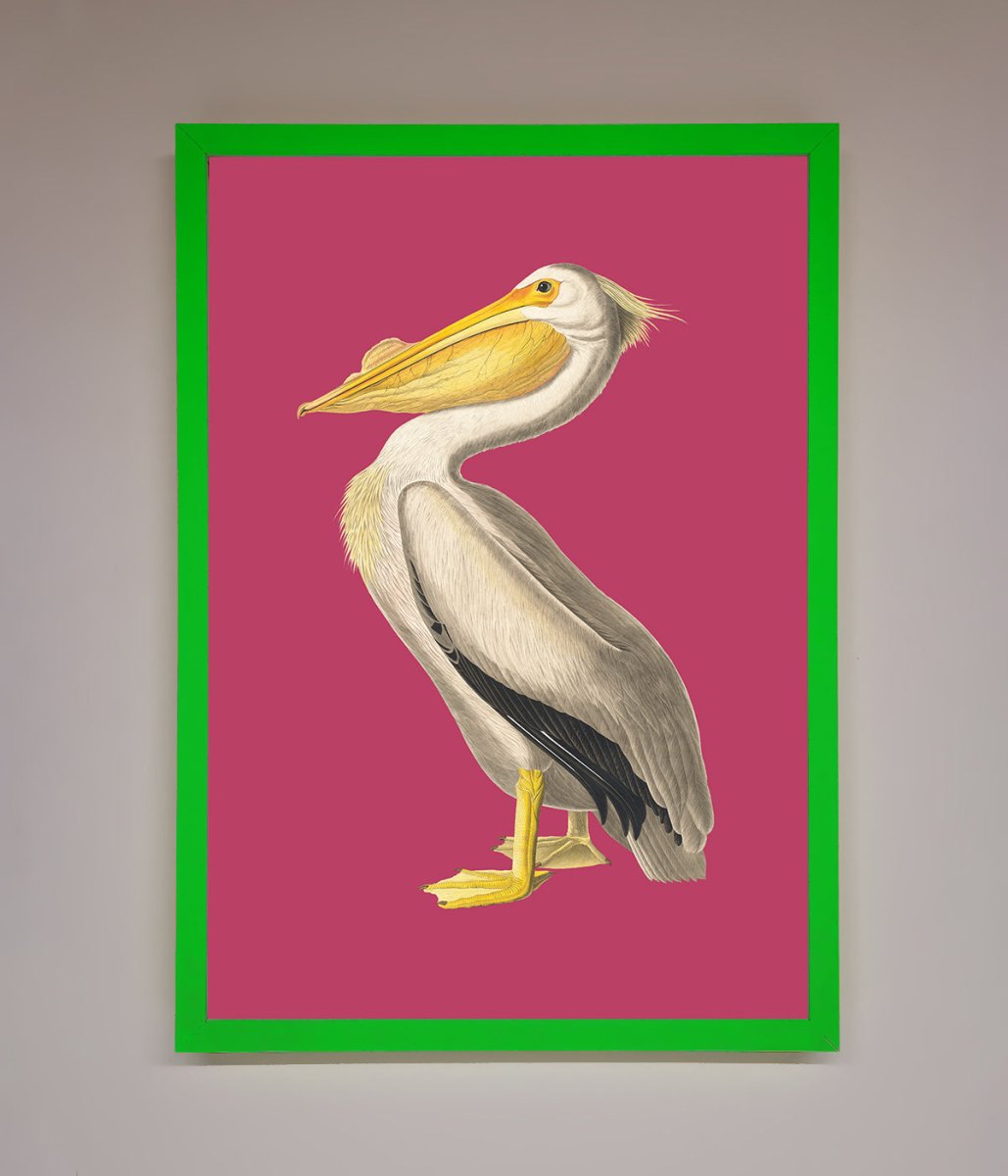 Pelican On Pink Framed Poster-11