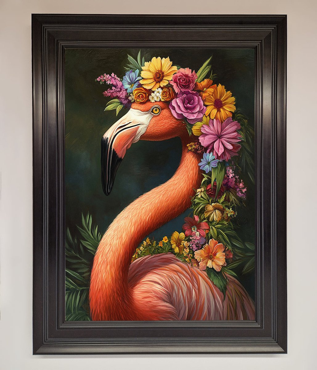 Pink Flamingo Floral Framed Poster-5