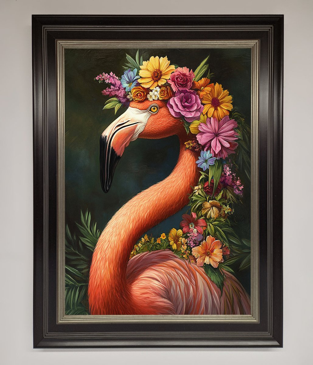 Pink Flamingo Floral Framed Poster-7