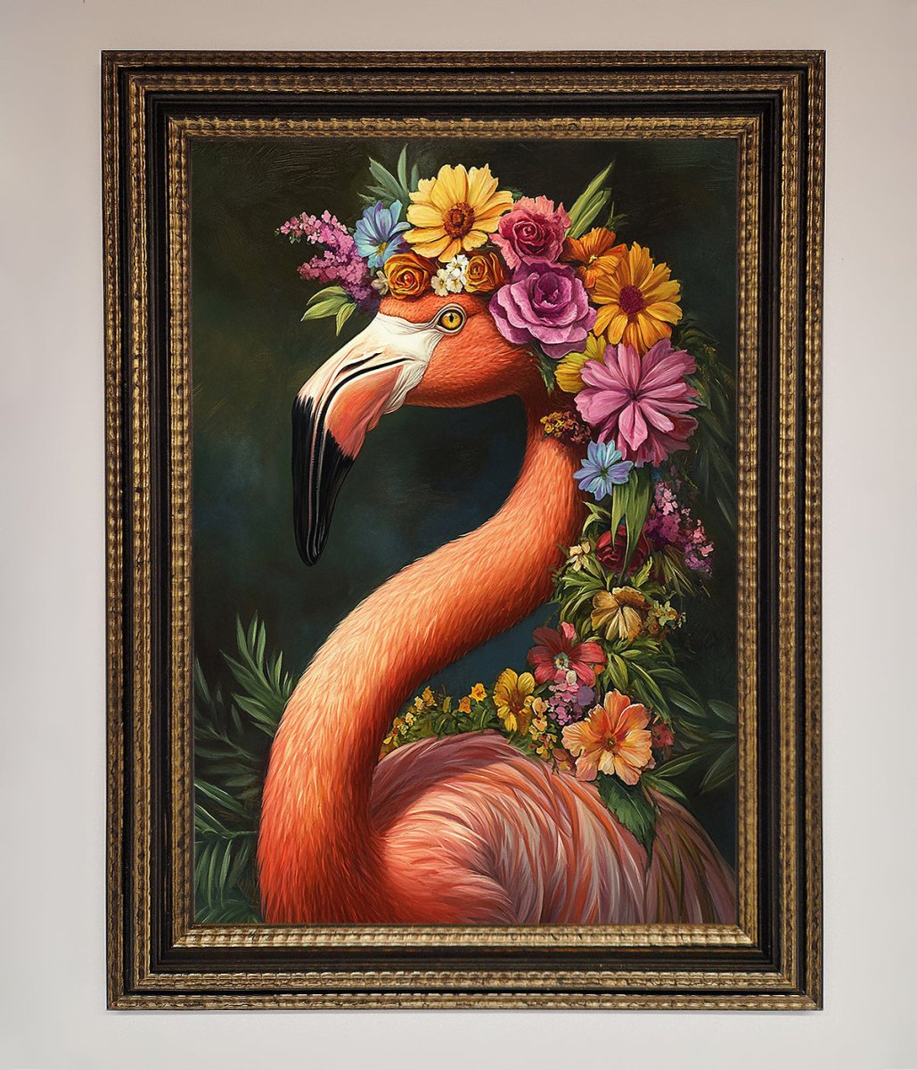 Pink Flamingo Floral Framed Poster-18