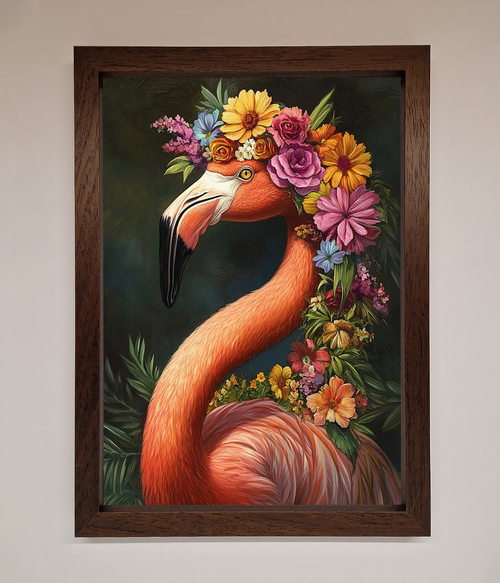 Pink Flamingo Floral Framed Poster-9