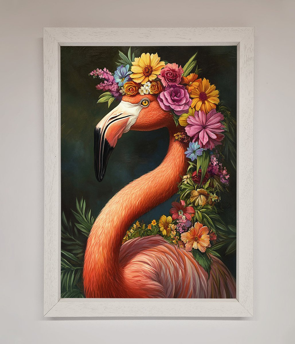Pink Flamingo Floral Framed Poster-2