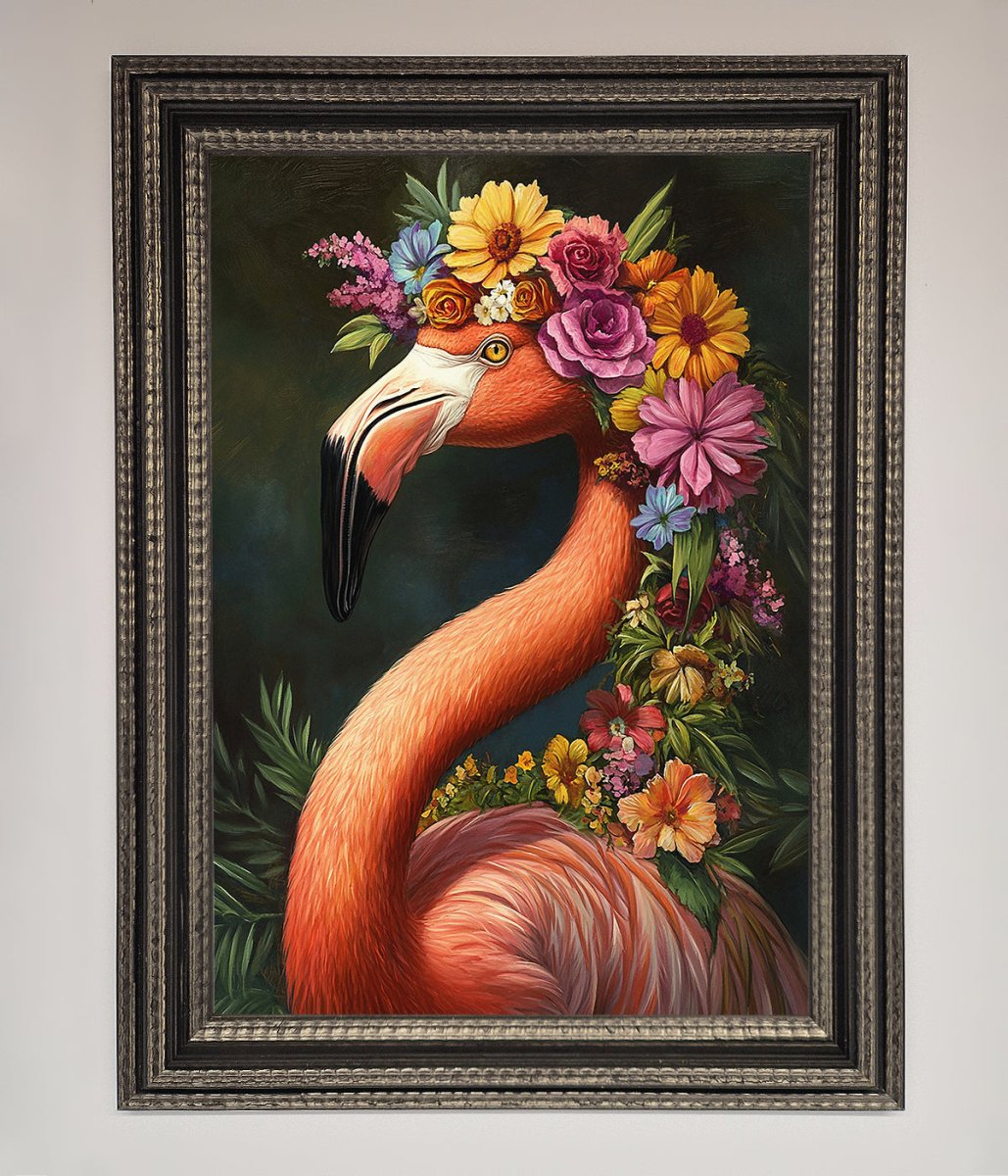 Pink Flamingo Floral Framed Poster-17