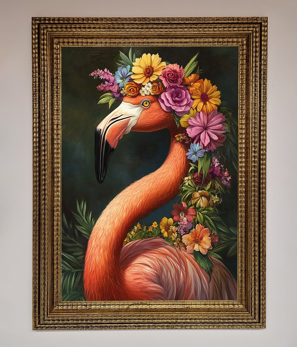 Pink Flamingo Floral Framed Poster-15