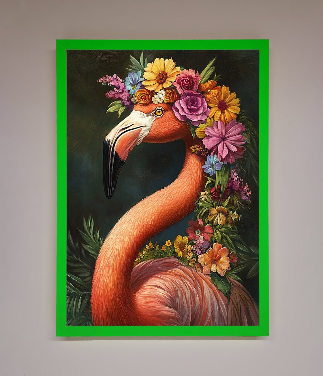 Pink Flamingo Floral Framed Poster-11