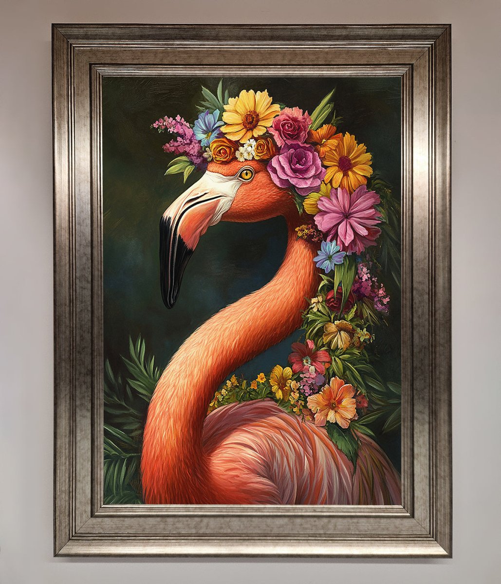 Pink Flamingo Floral Framed Poster-0