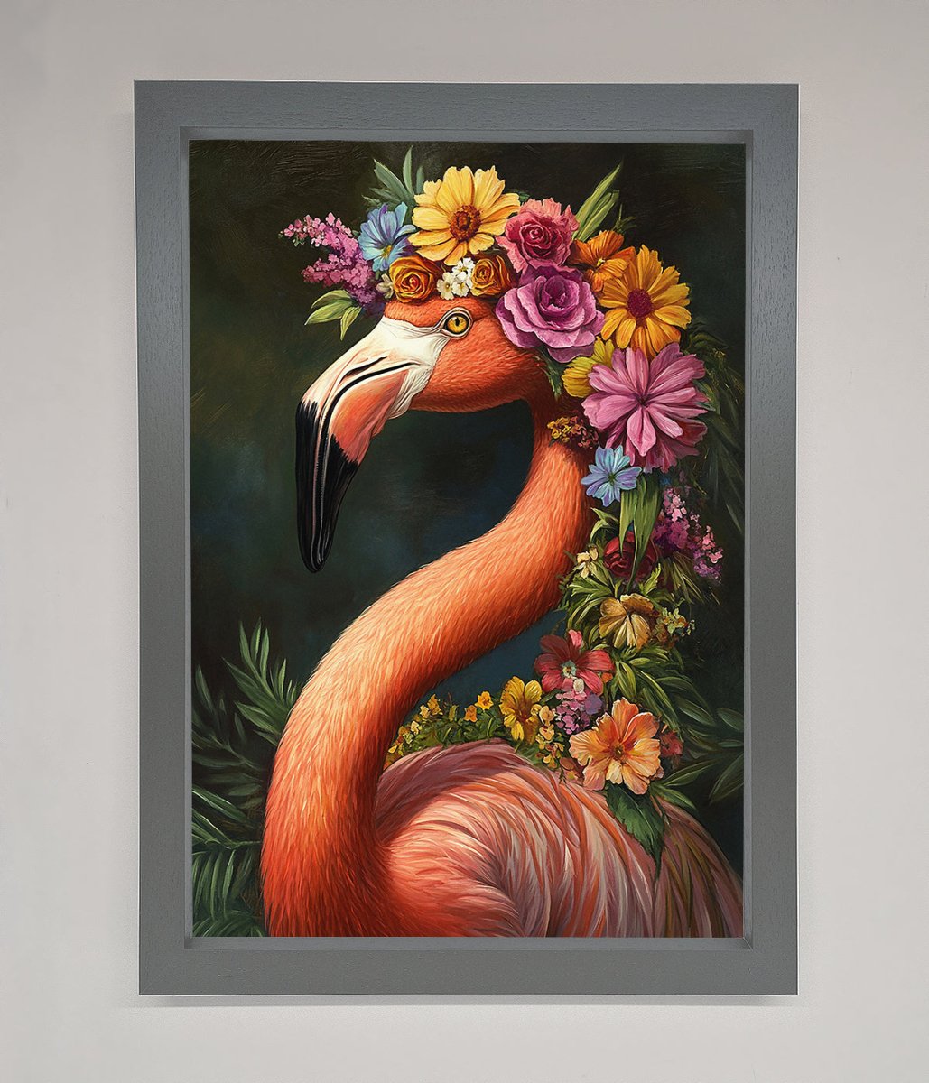 Pink Flamingo Floral Framed Poster-4
