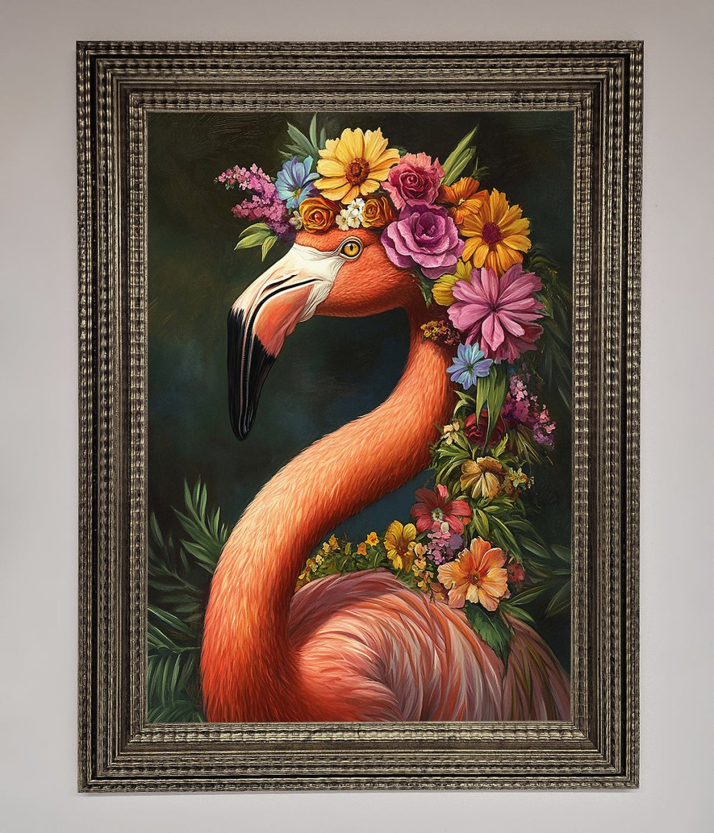 Pink Flamingo Floral Framed Poster-16