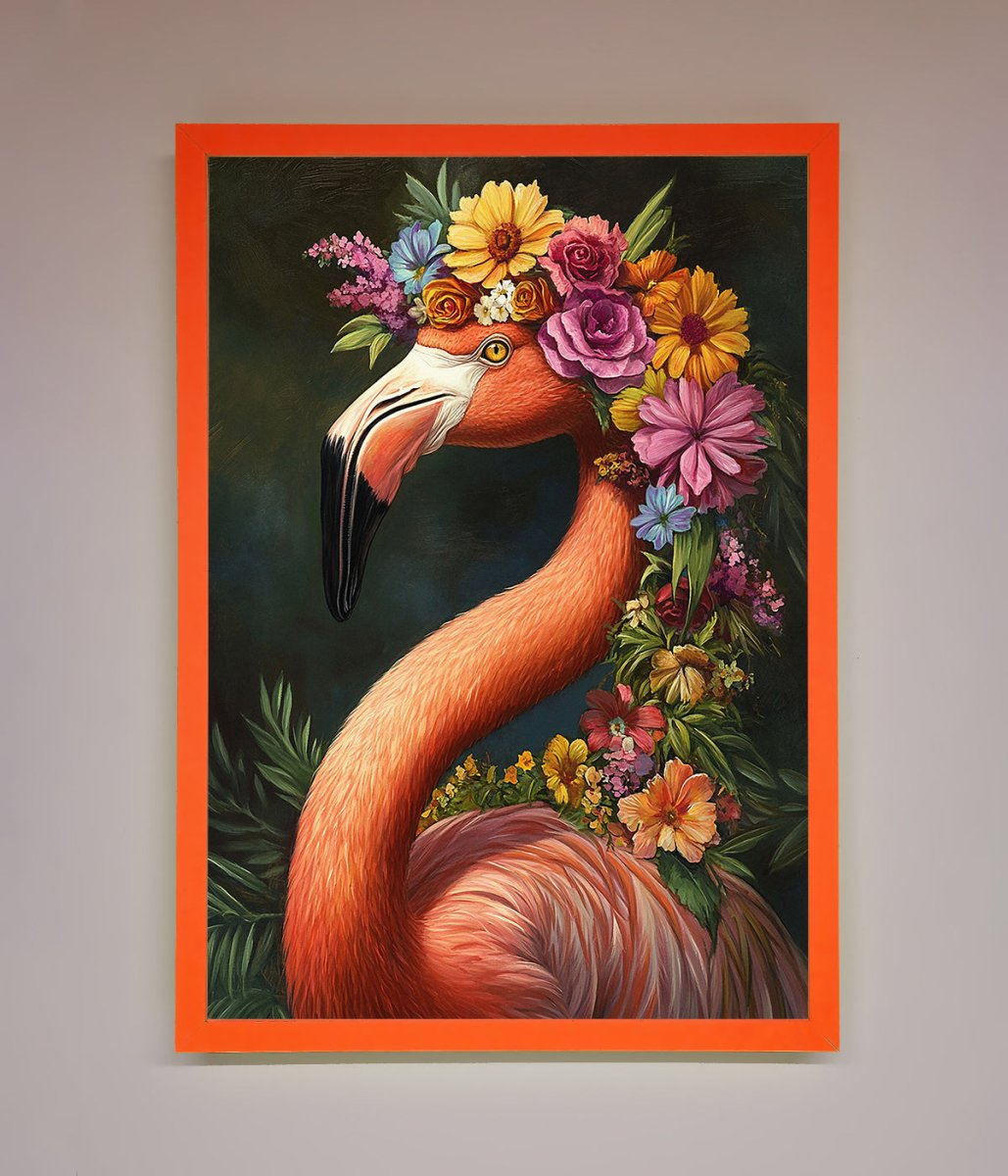 Pink Flamingo Floral Framed Poster-10