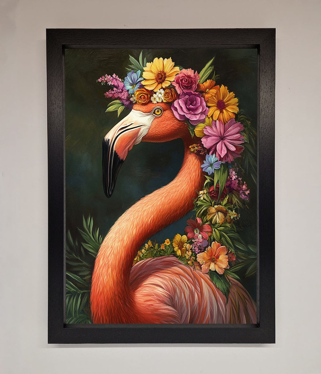 Pink Flamingo Floral Framed Poster-1