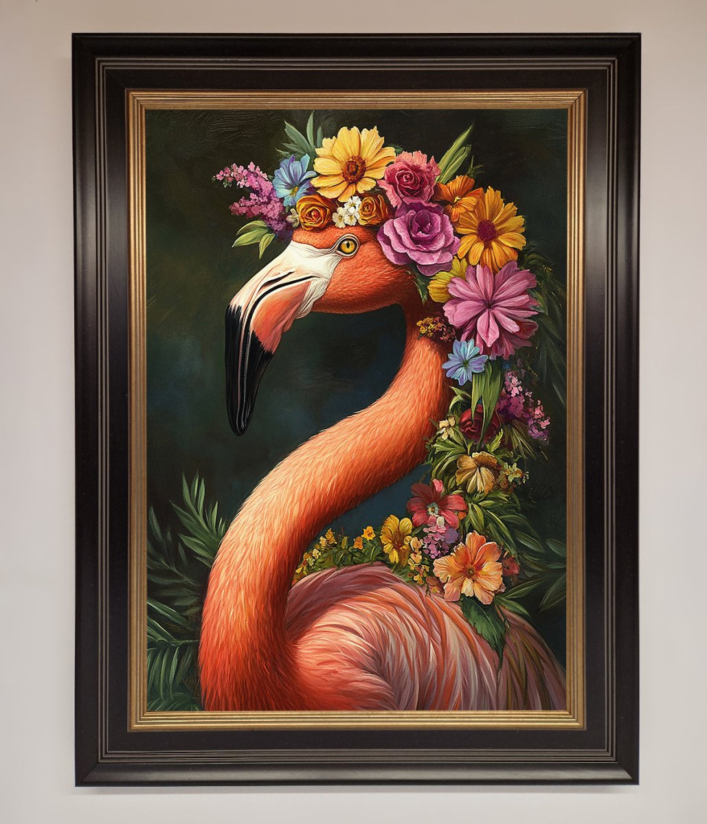 Pink Flamingo Floral Framed Poster-8