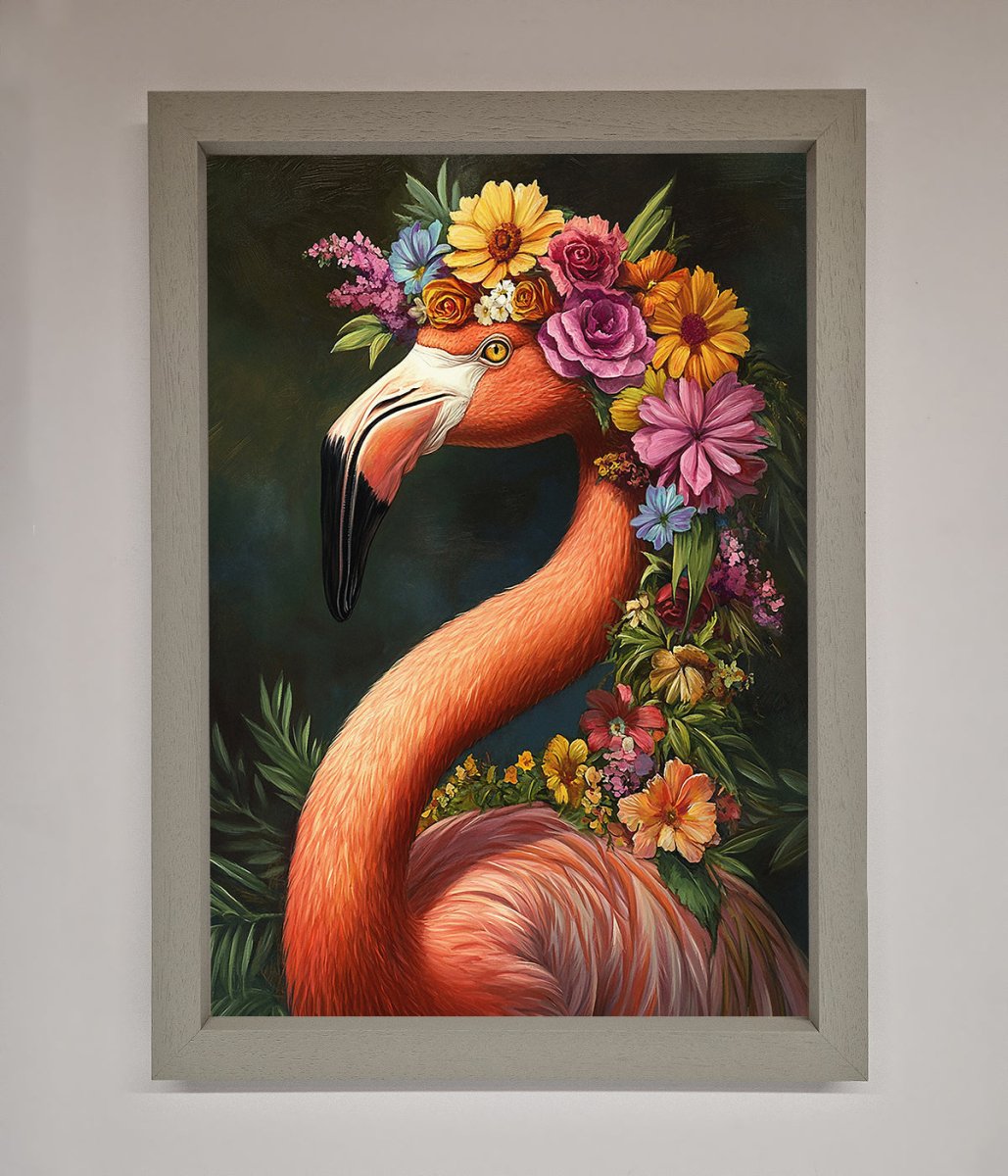 Pink Flamingo Floral Framed Poster-3