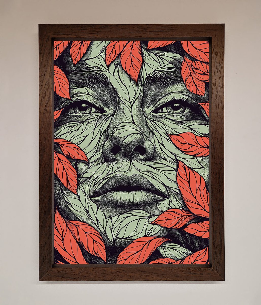 Red Leaves Face Framed Print-10
