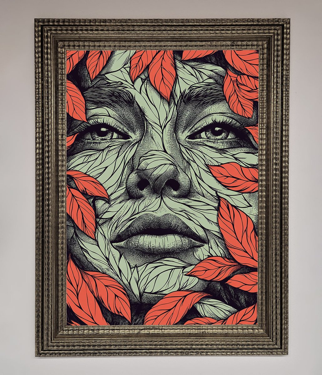 Red Leaves Face Framed Print-16