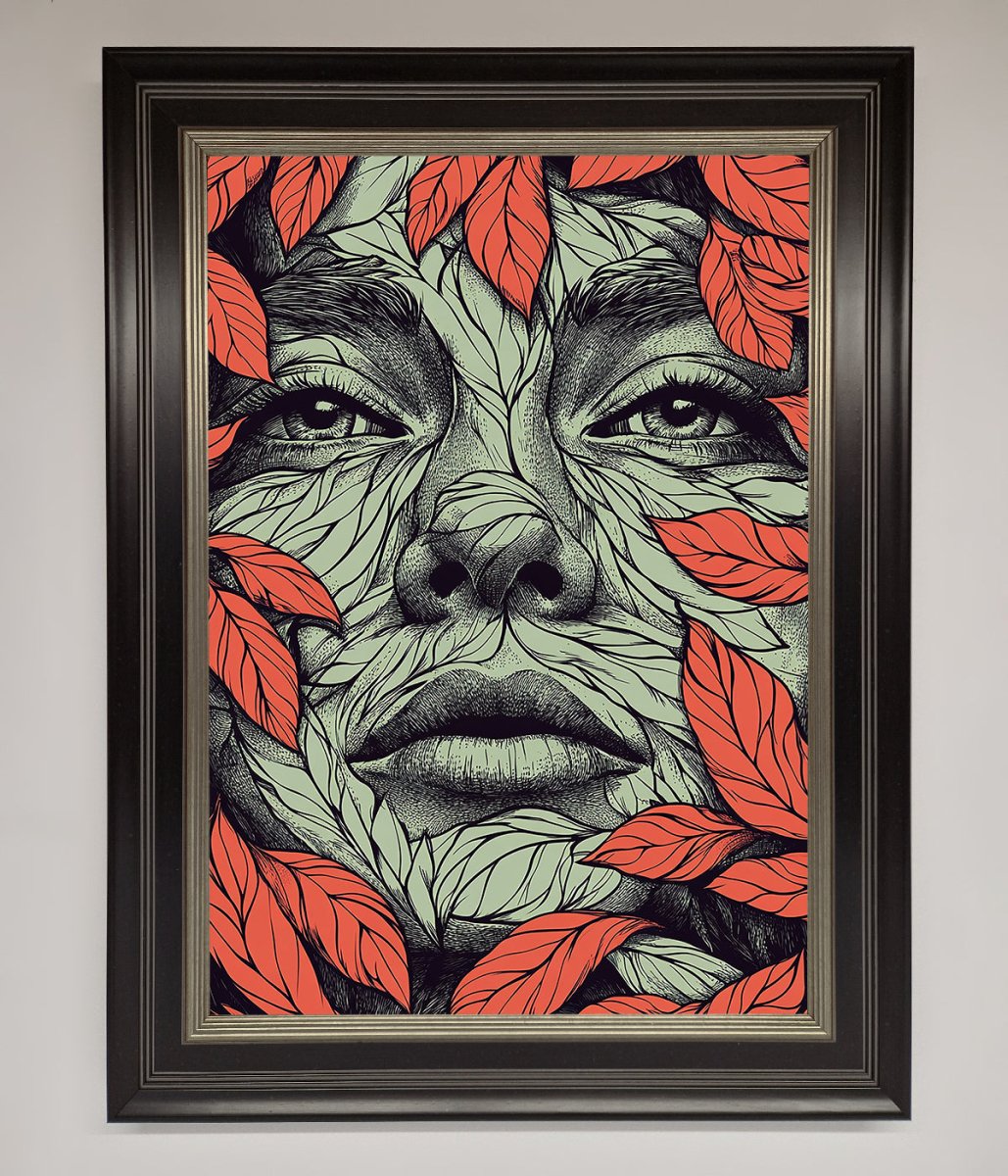 Red Leaves Face Framed Print-8