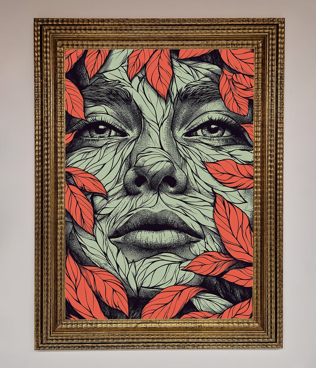 Red Leaves Face Framed Print-15