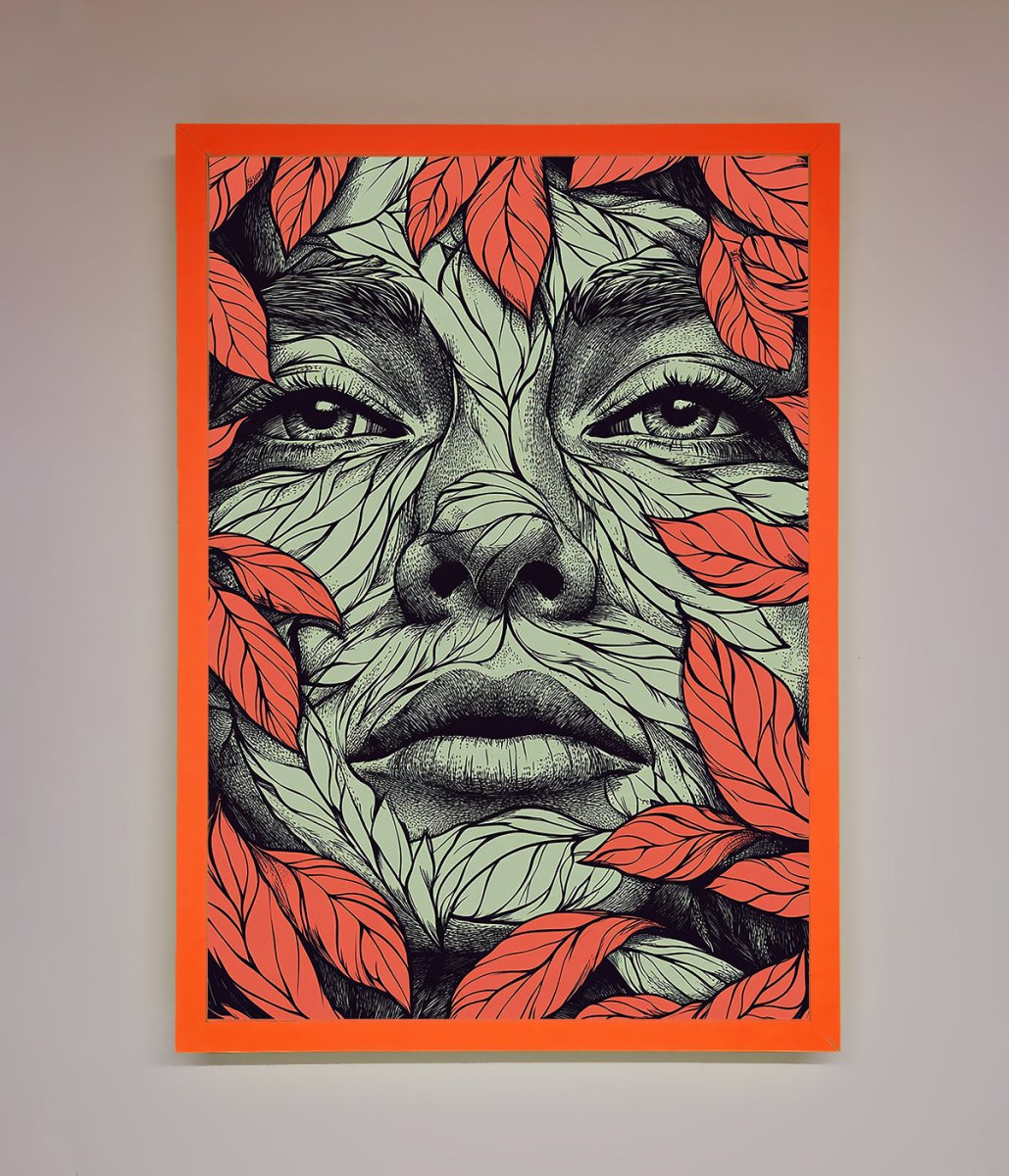 Red Leaves Face Framed Print-0