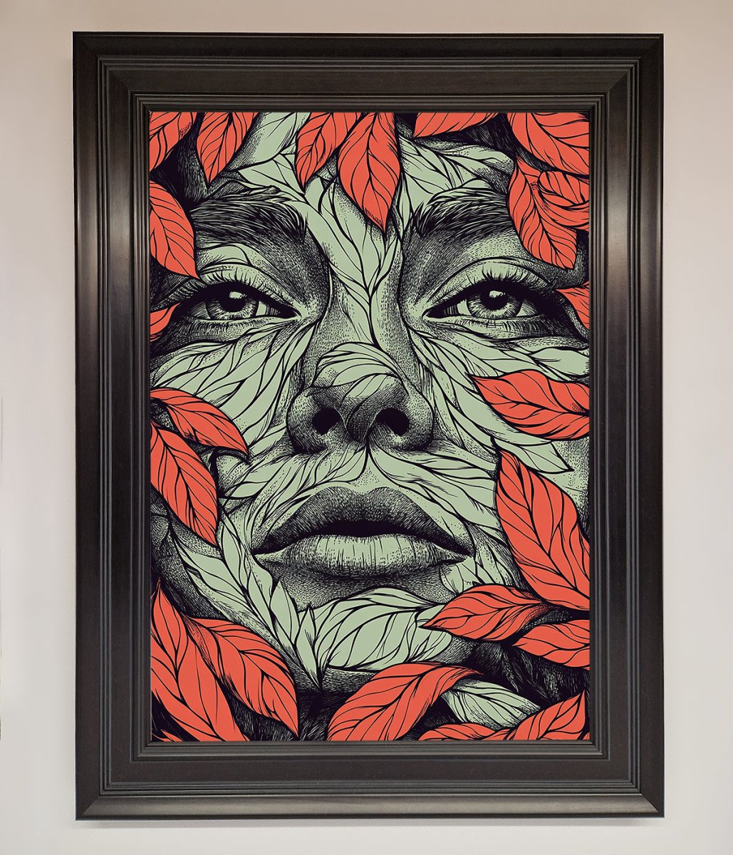 Red Leaves Face Framed Print-6