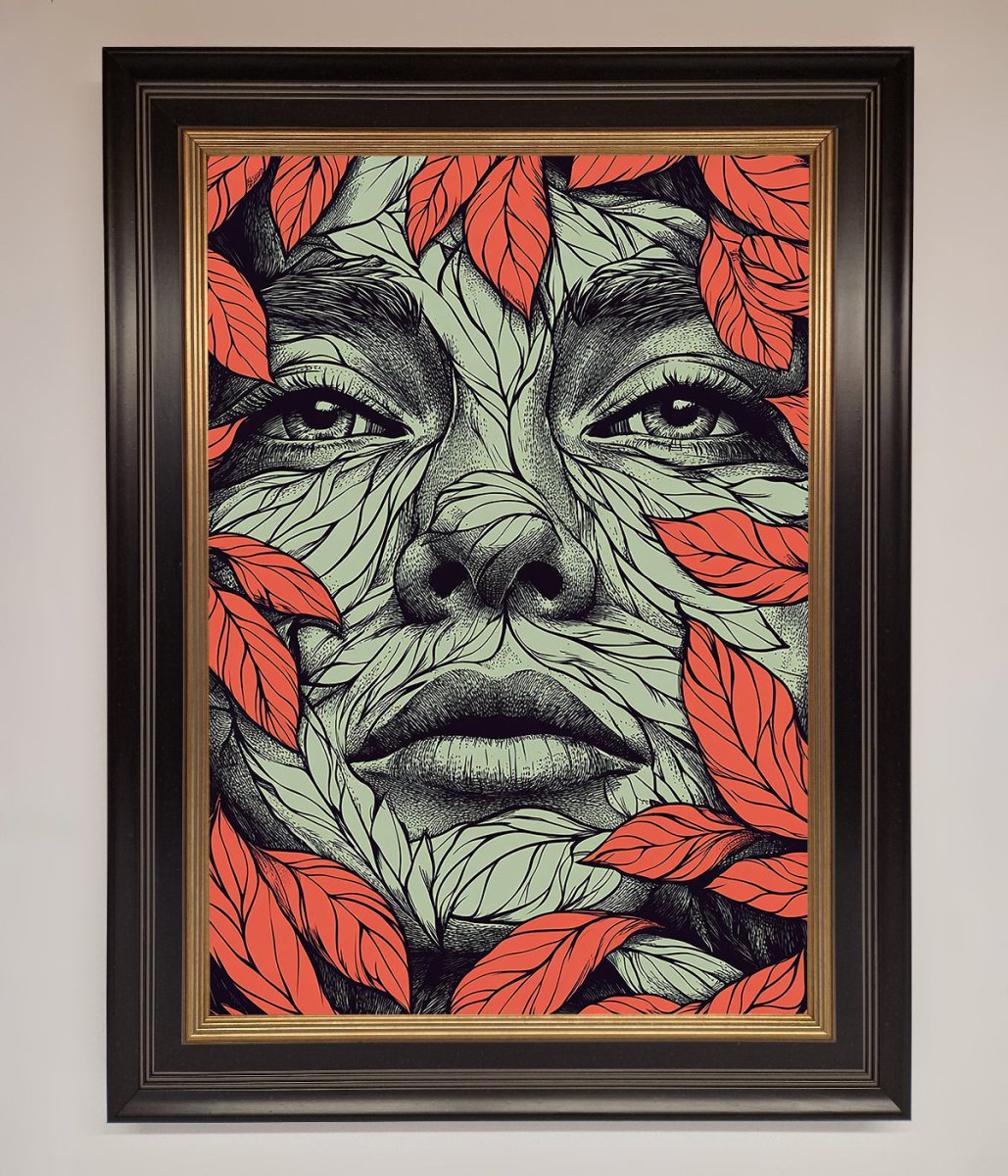 Red Leaves Face Framed Print-9