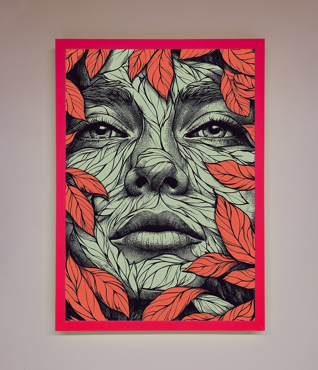 Red Leaves Face Framed Print-13