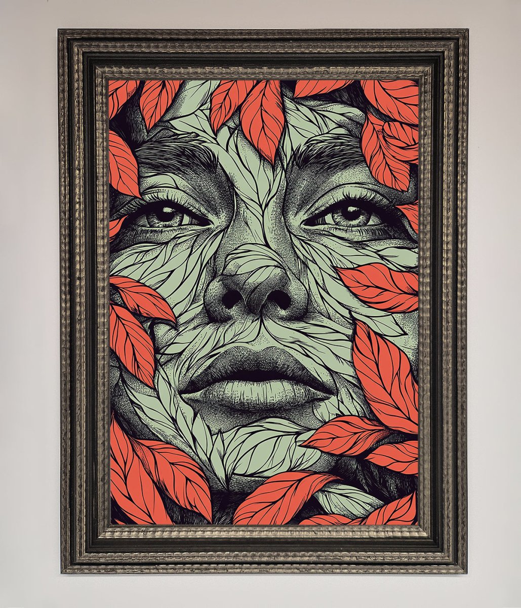 Red Leaves Face Framed Print-17