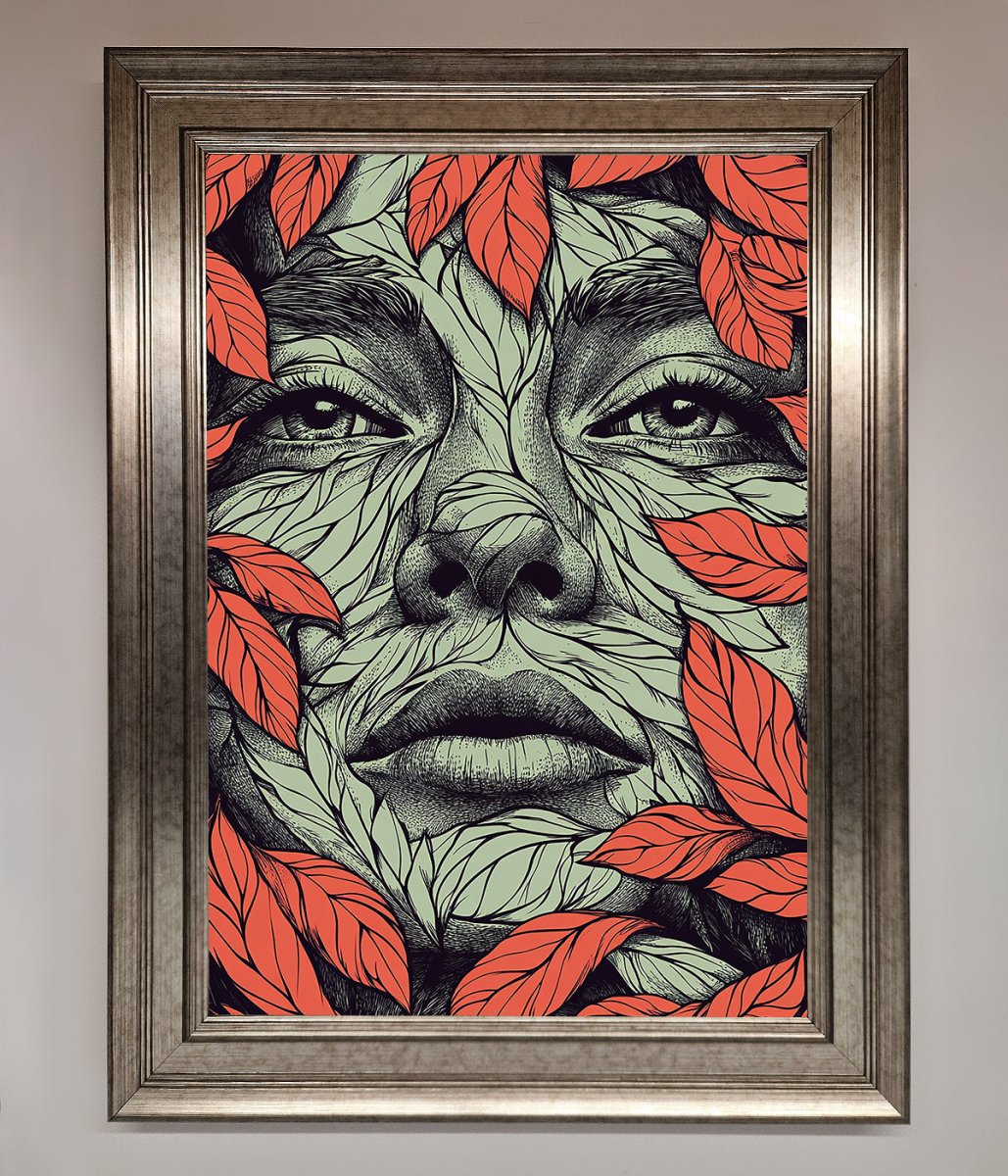 Red Leaves Face Framed Print-5