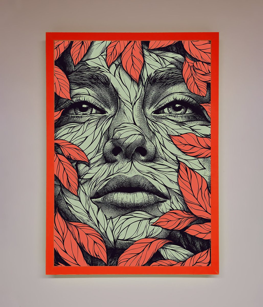 Red Leaves Face Framed Print-14