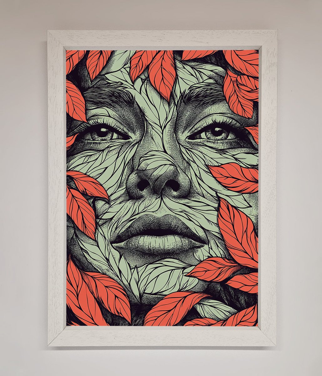 Red Leaves Face Framed Print-2