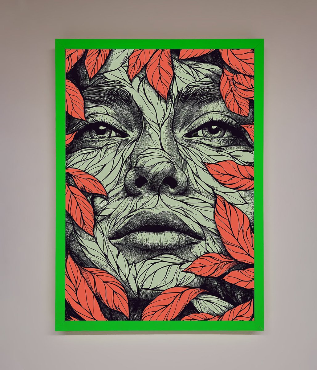 Red Leaves Face Framed Print-11